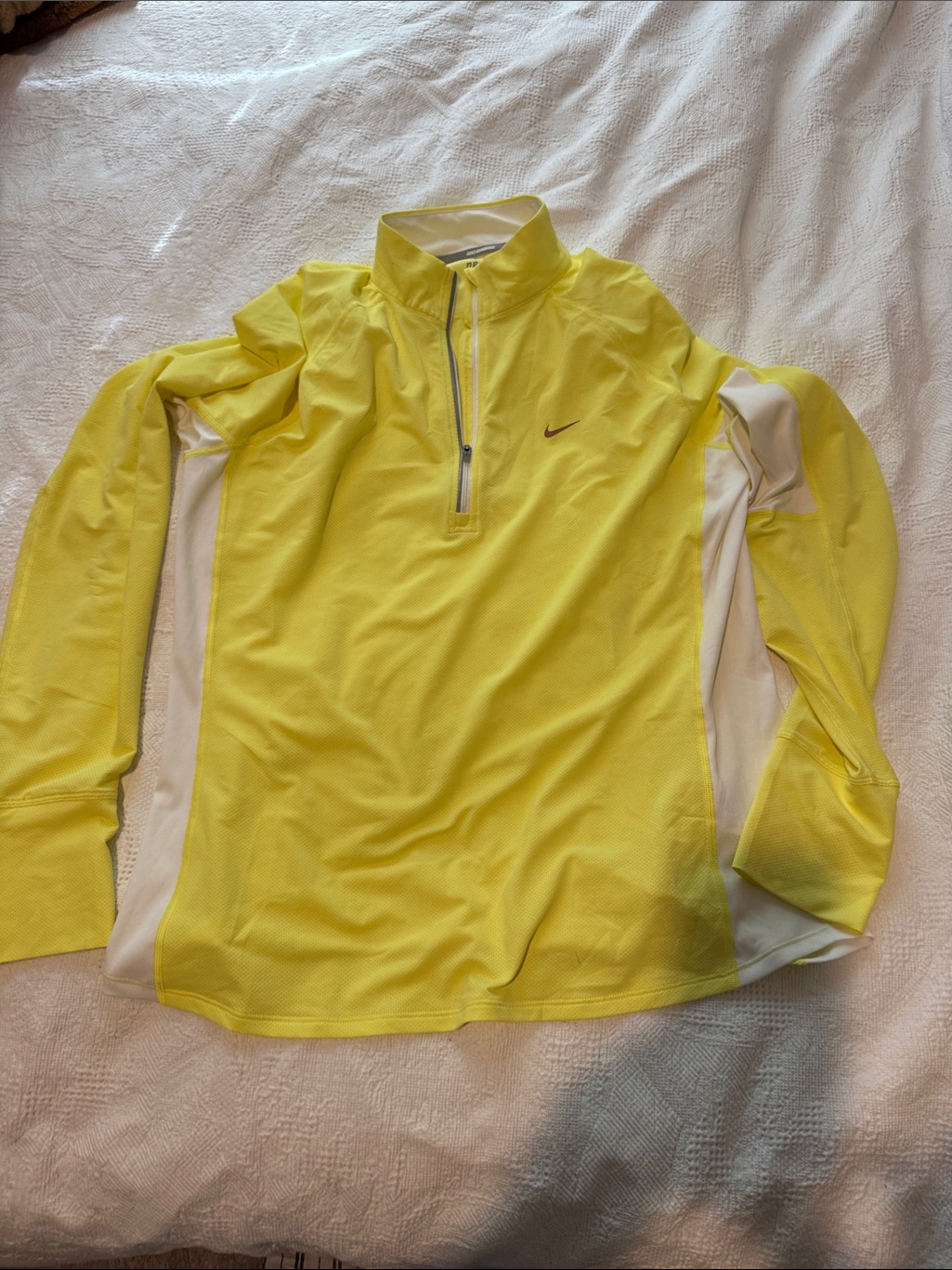 Nike Neon Yellow And White Half-Zip Training Pullover